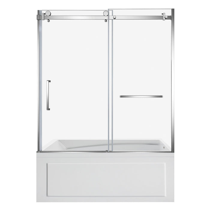 Kingston Brass KVTAM6032R22B1 60" Acrylic Rectangular 3-Wall Anti-Skid Alcove Tub Combo with Tub Door (Right Hand Drain), White/Polished Chrome