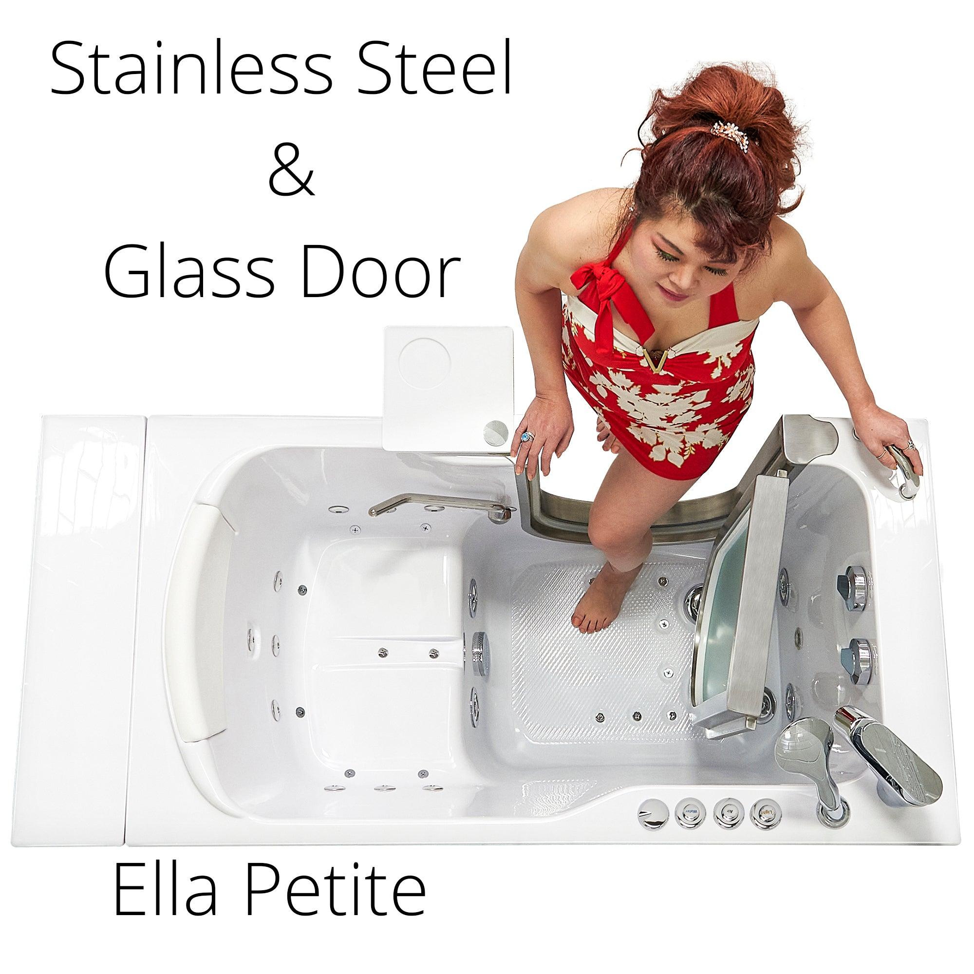 Ella Peitite 28"x52" Acrylic Air and Hydro Massage Walk-In Bathtub with Inward Swinging Door - Bathroom Design Center
