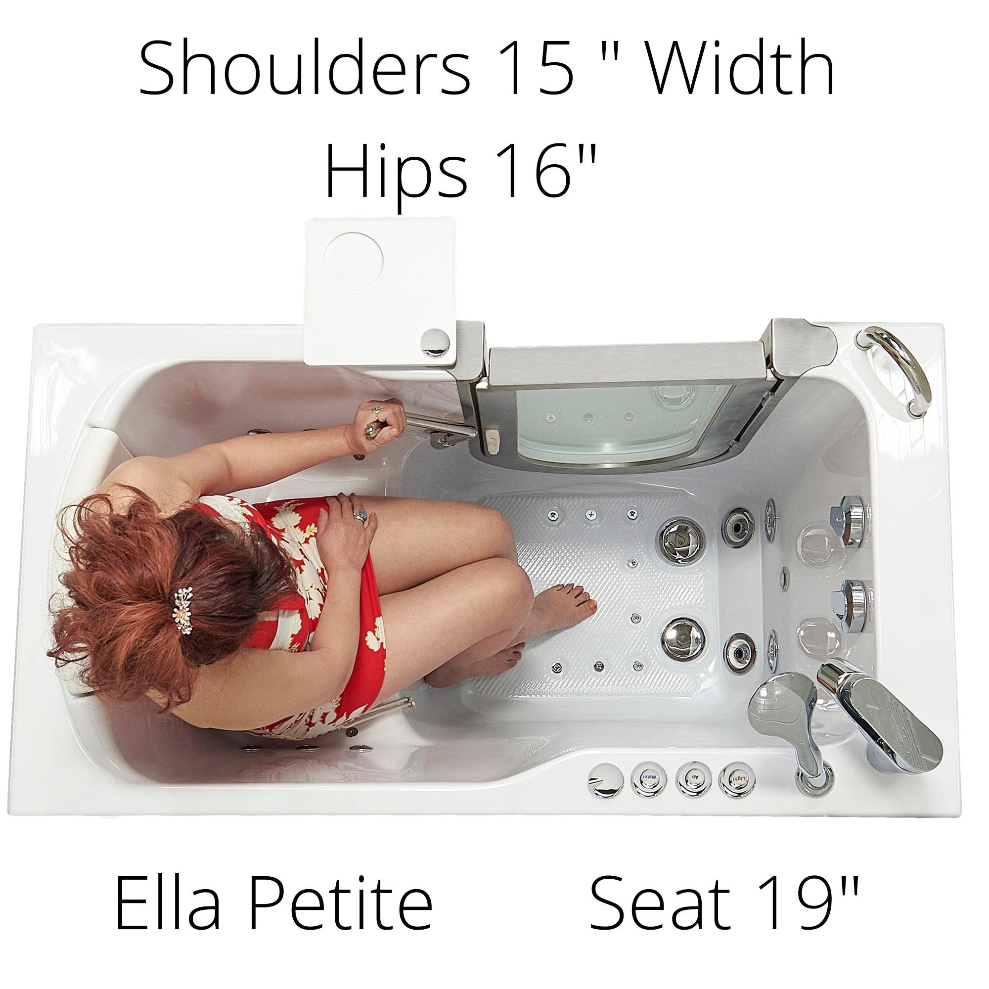 Ella Peitite 28"x52" Acrylic Air and Hydro Massage Walk-In Bathtub with Inward Swinging Door - Bathroom Design Center