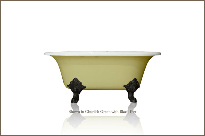 WatermarkFixtures 60 Inch Cast Iron Double Ended Edwardian Clawfoot Bathtub, Matte Black Clawfeet