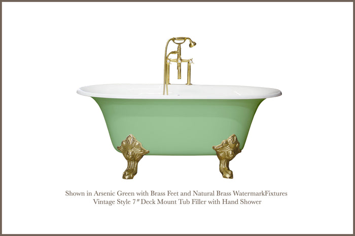 WatermarkFixtures 60 Inch Cast Iron Double Ended Edwardian Clawfoot Bathtub, Gold Clawfeet