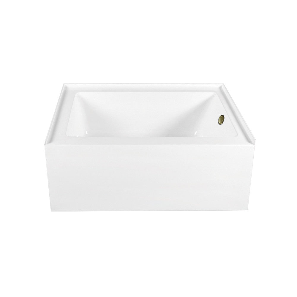 Aqua Eden CVTAP603222R3 60" Acrylic Rectangular 3-Wall Alcove Tub Combo with Waste and Overflow Drain (Right Hand Drain), Glossy White/Antique Brass