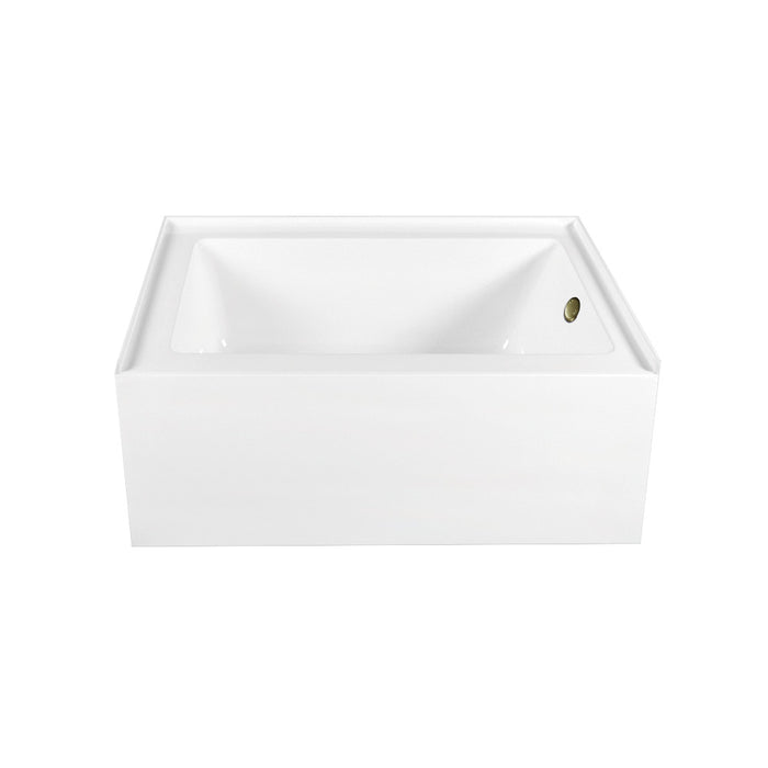 Aqua Eden CVTAP603222R3 60" Acrylic Rectangular 3-Wall Alcove Tub Combo with Waste and Overflow Drain (Right Hand Drain), Glossy White/Antique Brass