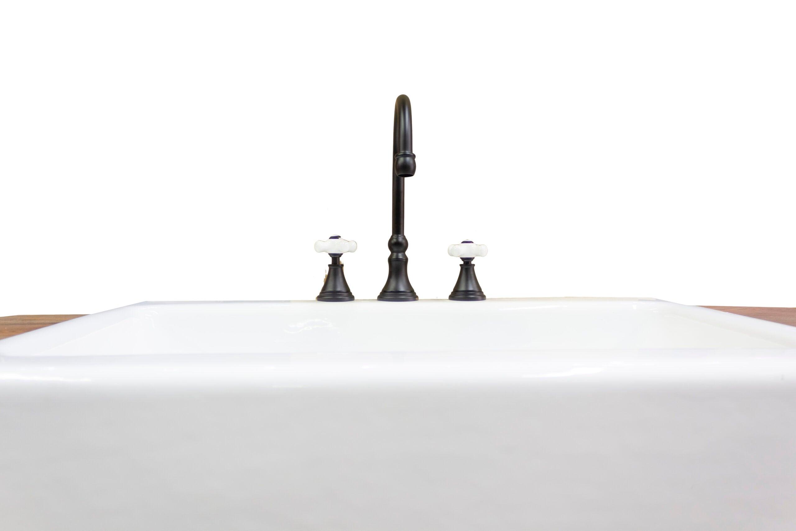 WatermarkFixtures Caddo 50″ Reclaimed Wood Modern Farmhouse Vanity, Cast Iron Apron Farm Sink - Bathroom Design Center