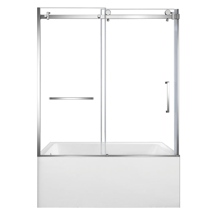 Kingston Brass KVTAP603622L1 60" Acrylic Rectangular 3-Wall Alcove Tub Combo with Tub Door (Left Hand Drain), White/Polished Chrome