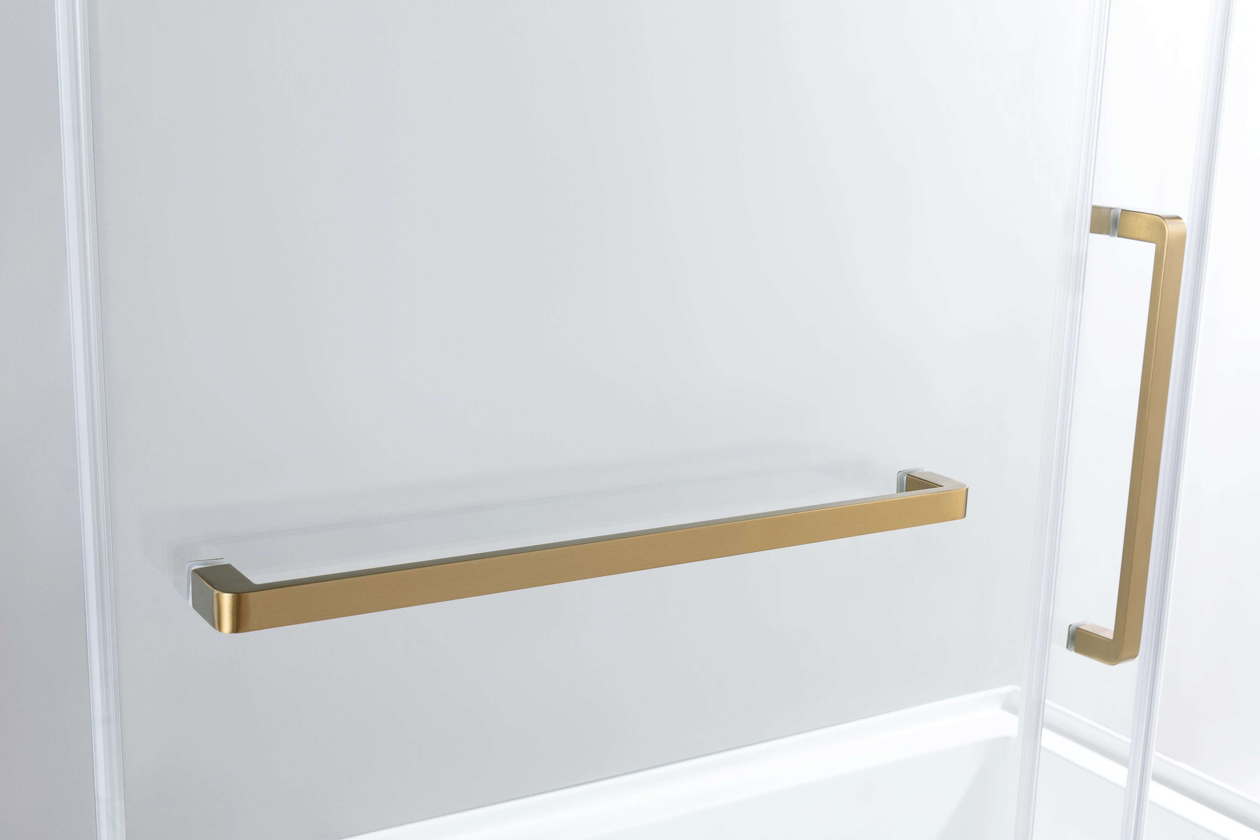 Kingston Brass KVTAP6032L22C7 60" Acrylic Rectangular 3-Wall Anti-Skid Alcove Tub Combo with Tub Door (Left Hand Drain), White/Brushed Brass
