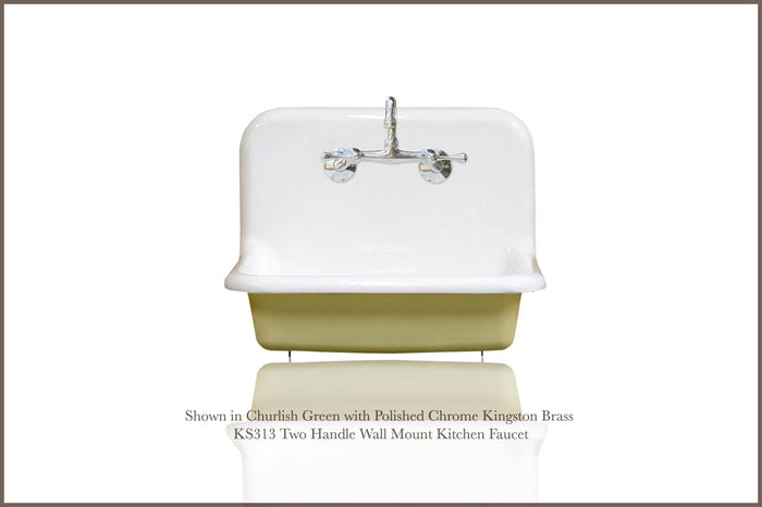 WatermarkFixtures Antique Inspired 24" High Back Farm Sink Cast Iron Original Porcelain Finish Wall Mount Kitchen Sink