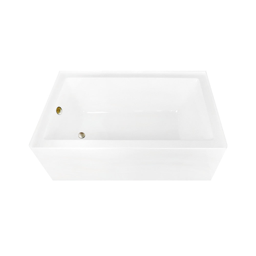 Aqua Eden CVTAP603622L3 60" Acrylic Rectangular 3-Wall Alcove Tub Combo with Waste and Overflow Drain (Left Hand Drain), Glossy White/Antique Brass