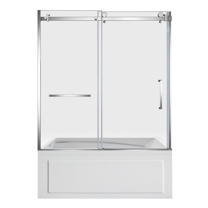 Kingston Brass KVTAM6032L22B1 60" Acrylic Rectangular 3-Wall Anti-Skid Alcove Tub Combo with Tub Door (Left Hand Drain), White/Polished Chrome