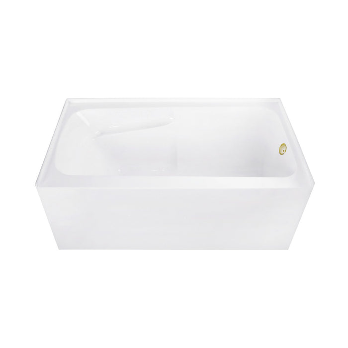 Aqua Eden CVTAP543023R7 54" Acrylic Rectangular 3-Wall Alcove Tub Combo with Armrests, Right Drain, Glossy White/Brushed Brass