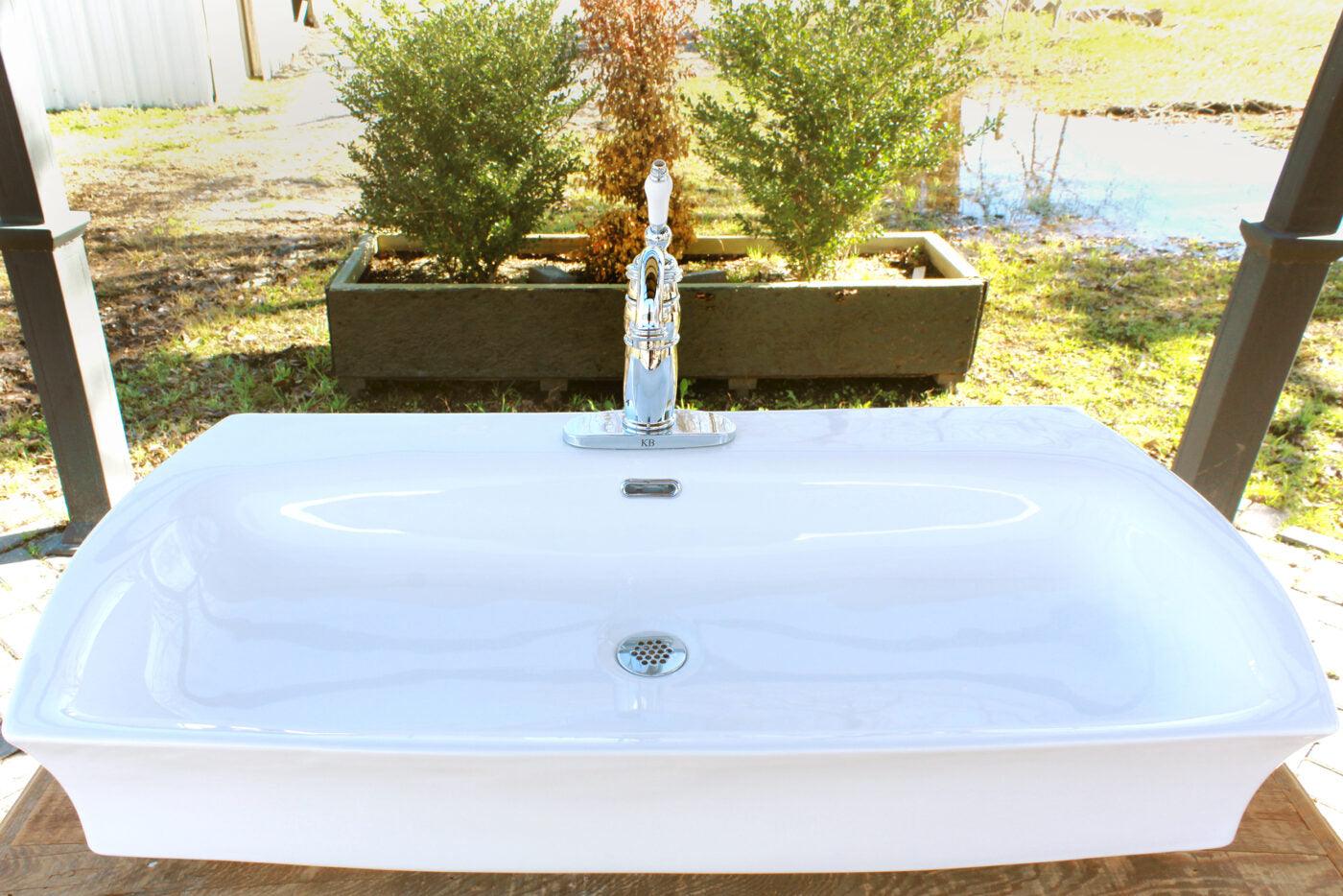 WatermarkFixtures 36″ Louisiana Cypress Bath Claiborne Vanity Cabinet Vessel Sink Apothecary Chest Single Bath Console - Bathroom Design Center