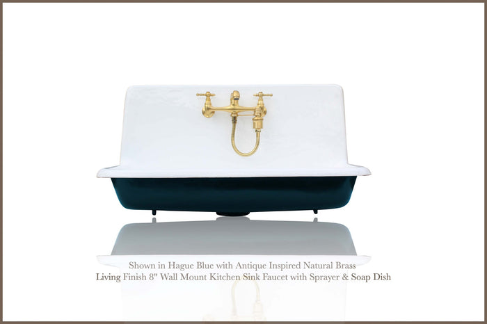 WatermarkFixtures Antique Inspired High Back Farm Sink 36" Cast Iron Original Porcelain Finish Wall Mount Kitchen Sink