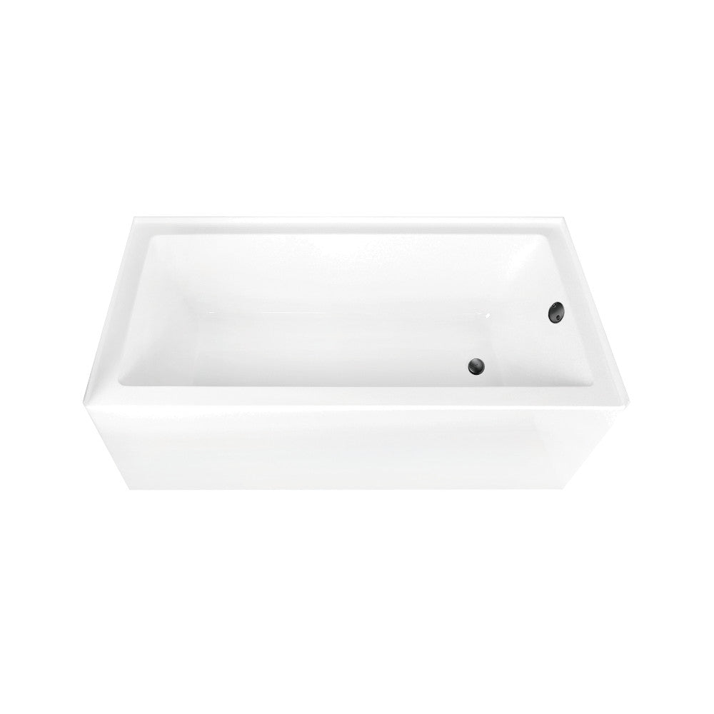 Aqua Eden CVTAP663222R0 66" Acrylic Rectangular 3-Wall Alcove Tub Combo with Waste and Overflow Drain (Right Hand Drain), Glossy White/Matte Black