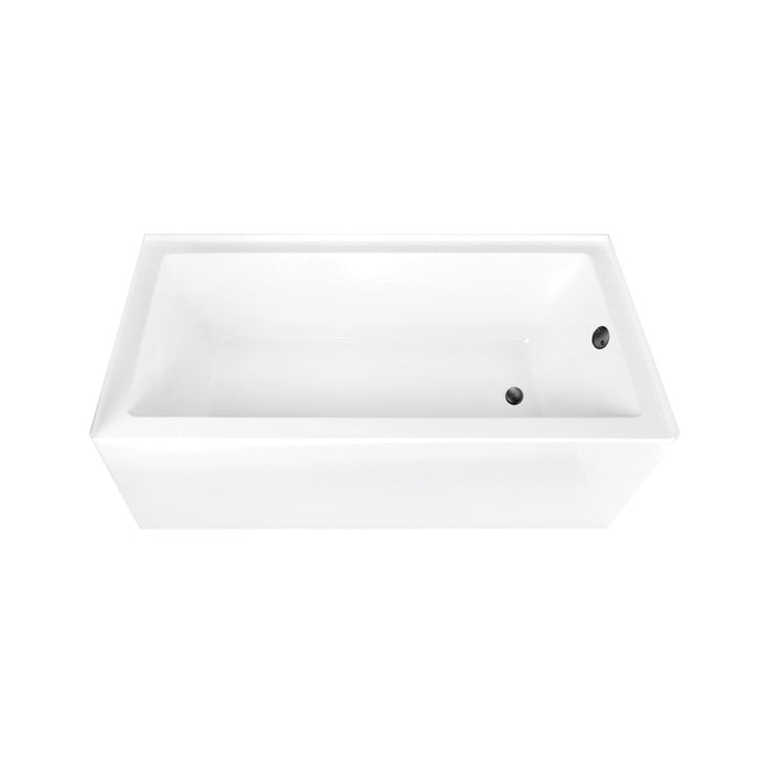 Aqua Eden CVTAP663222R0 66" Acrylic Rectangular 3-Wall Alcove Tub Combo with Waste and Overflow Drain (Right Hand Drain), Glossy White/Matte Black