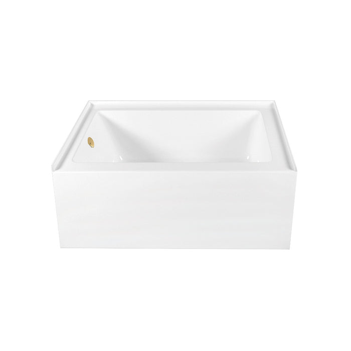 Aqua Eden CVTAP603222L2 60" Acrylic Rectangular 3-Wall Alcove Tub Combo with Waste and Overflow Drain (Left Hand Drain), Glossy White/Polished Brass