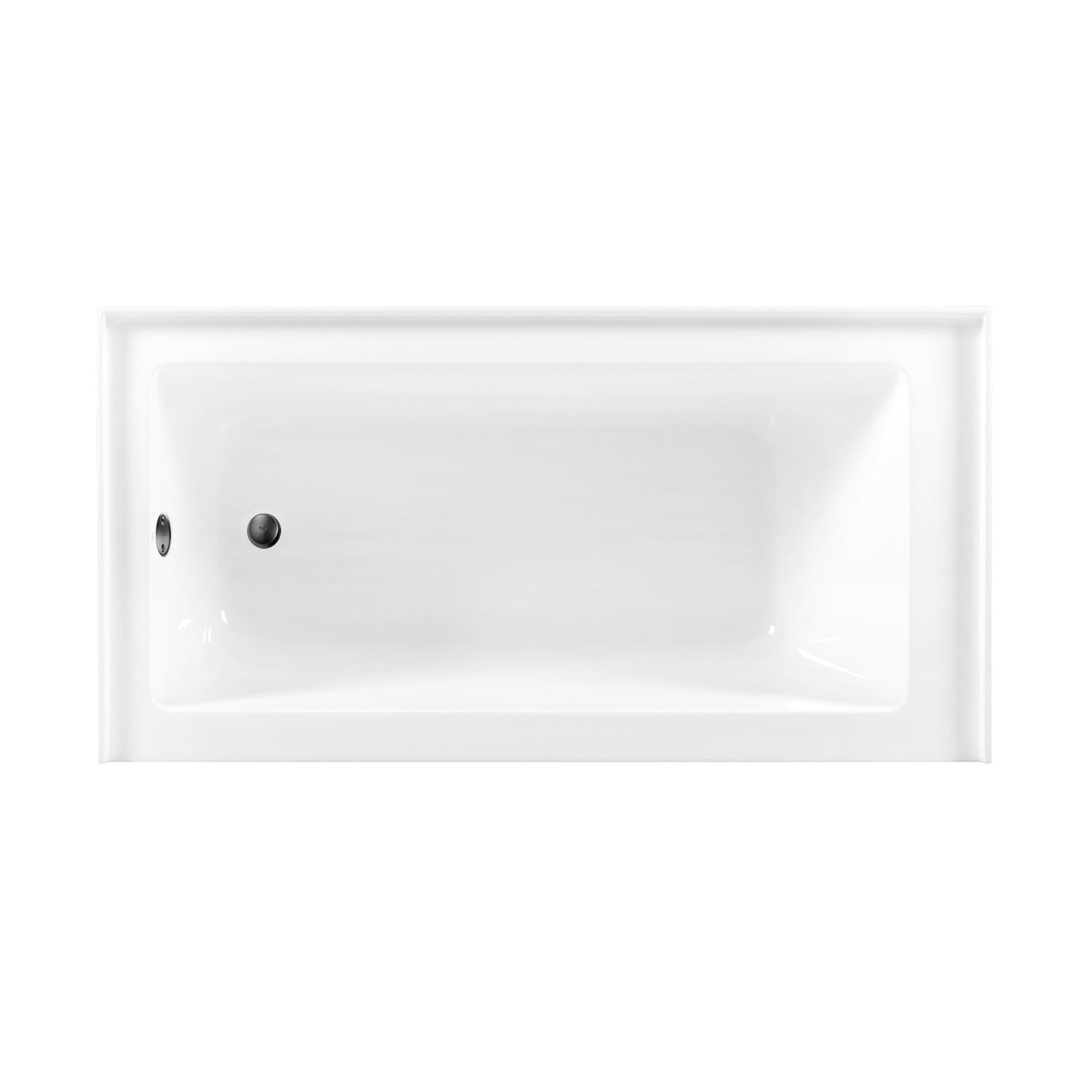 Aqua Eden CVTDE603122L0 60" Acrylic Rectangular 3-Wall Alcove Tub Combo with Waste and Overflow Drain (Left Hand Drain), Glossy White/Matte Black