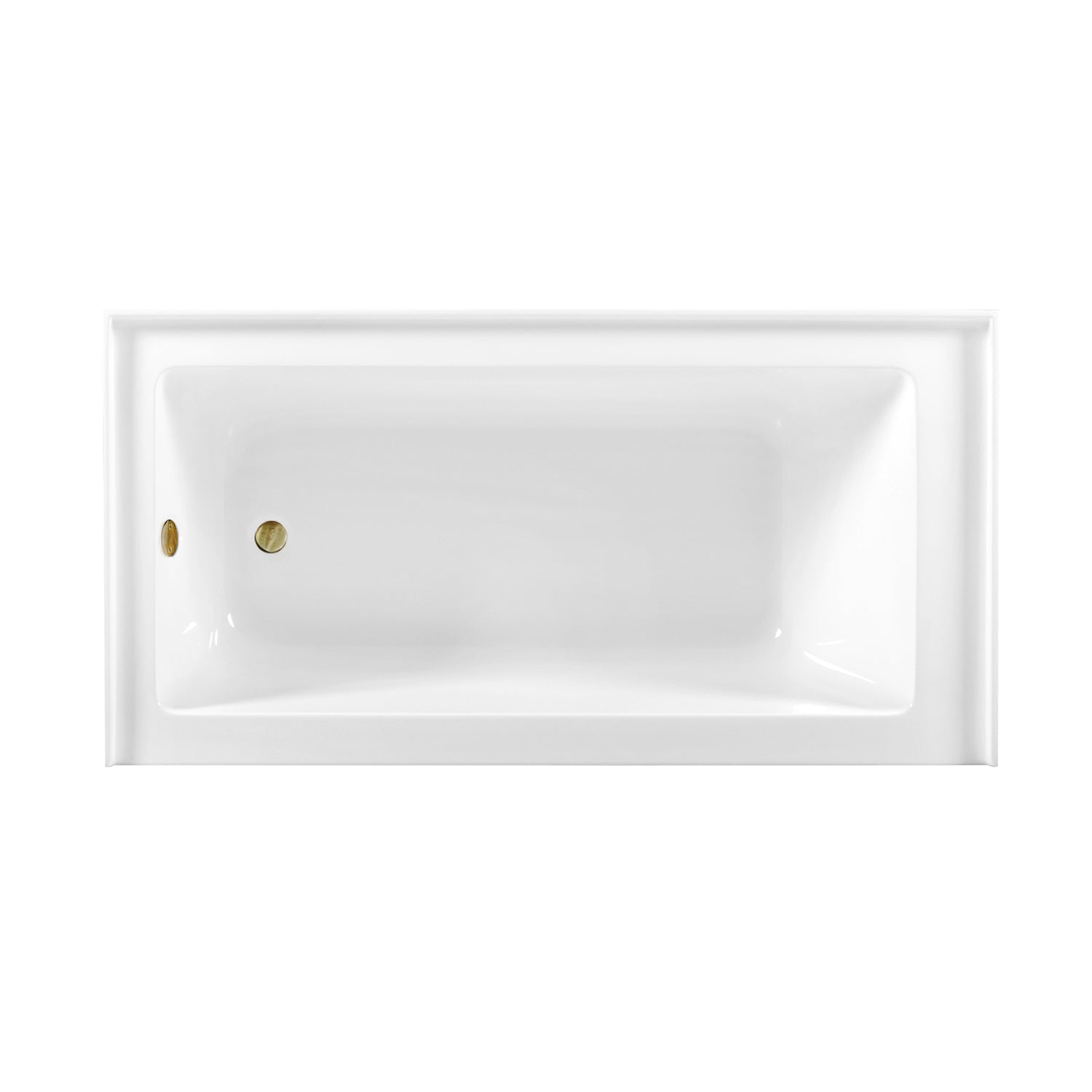 Aqua Eden CVTDE603122L3 60" Acrylic Rectangular 3-Wall Alcove Tub Combo with Waste and Overflow Drain (Left Hand Drain), Glossy White/Antique Brass