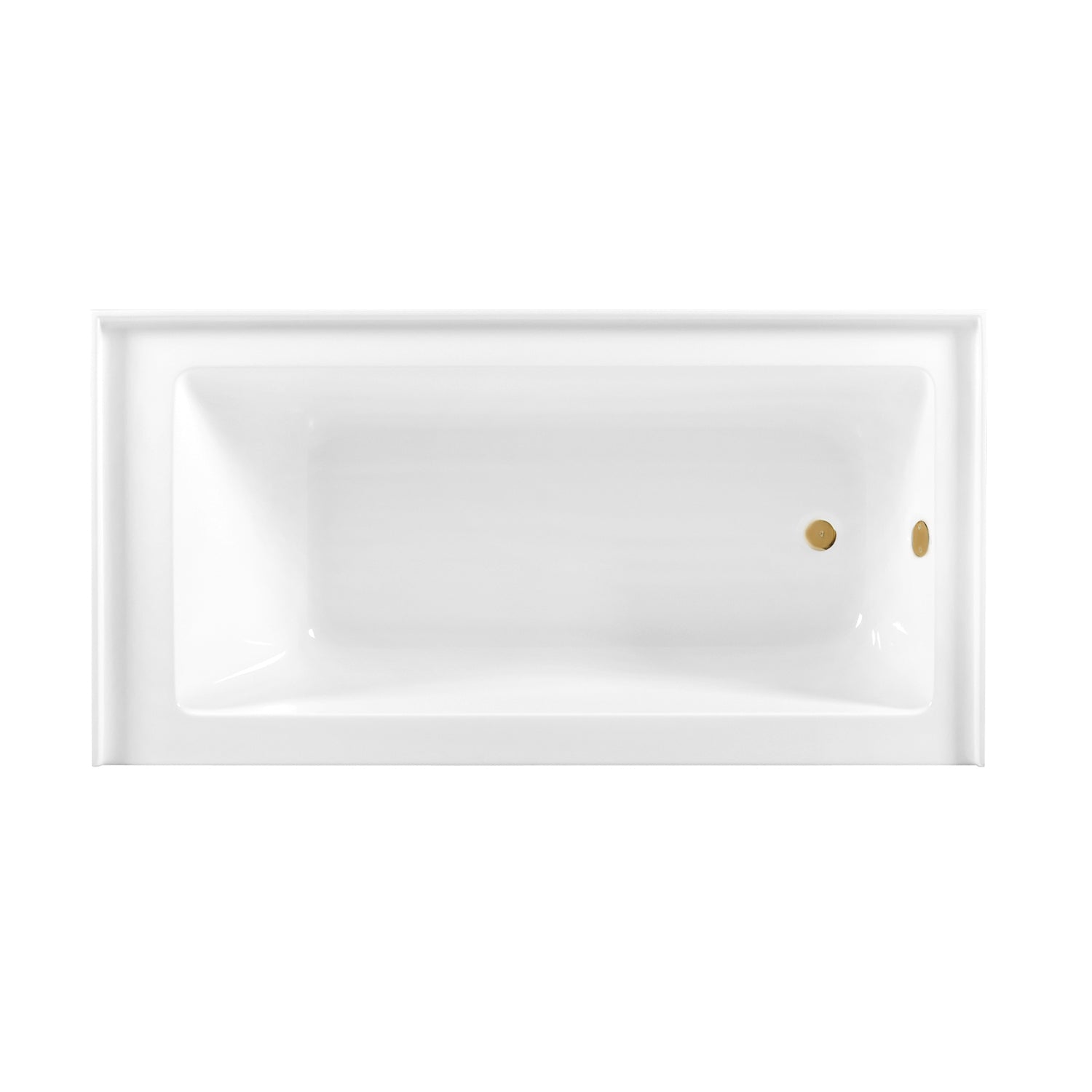 Aqua Eden CVTDE603122R7 60" Acrylic Rectangular 3-Wall Alcove Tub Combo with Waste and Overflow Drain (Right Hand Drain), Glossy White/Brushed Brass