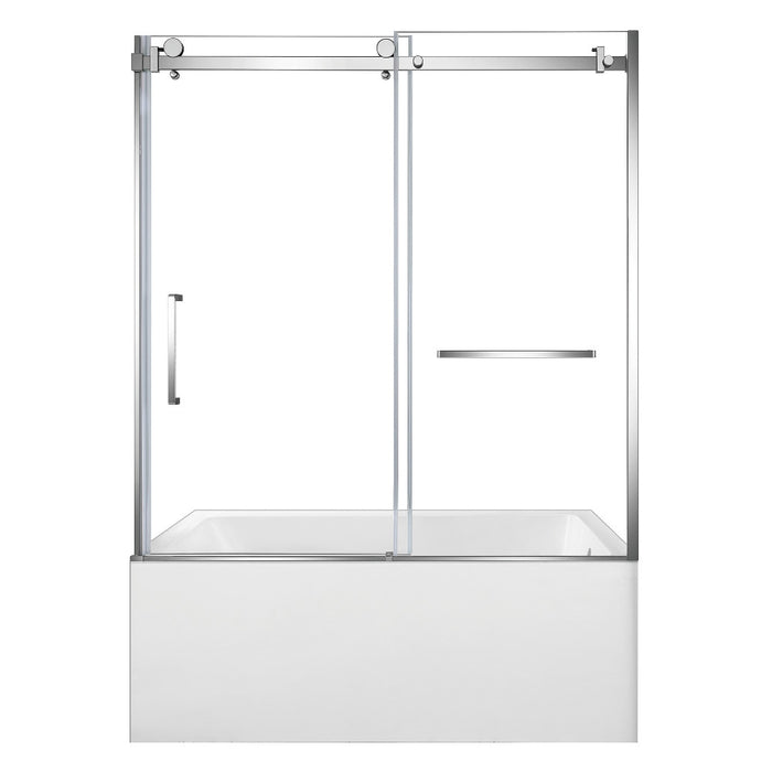 Kingston Brass KVTAP6031R22T1 60" Acrylic Rectangular 3-Wall Anti-Skid Alcove Tub Combo with Tub Door (Right Hand Drain), White/Polished Chrome