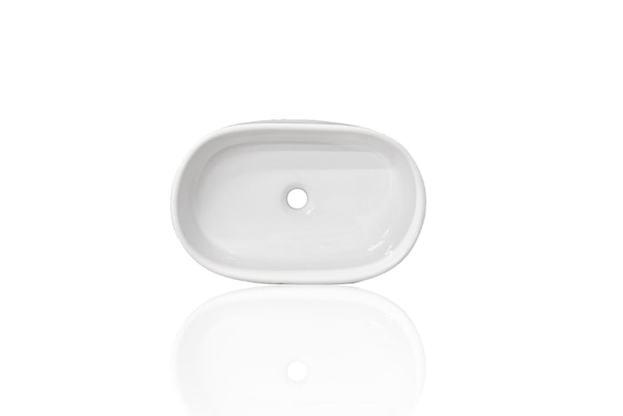 WatermarkFixtures Modern Oval Farmhouse Vitreous China Porcelain Enamel White Apron Vessel Sink
