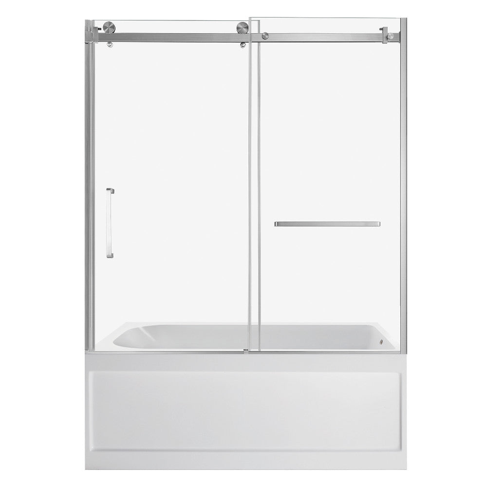 Kingston Brass KVTAP6032R21A8 60" Acrylic Rectangular 3-Wall Anti-Skid Alcove Tub Combo with Tub Door (Right Hand Drain), White/Brushed Nickel