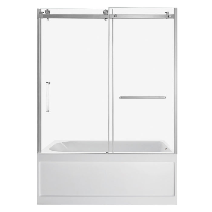 Kingston Brass KVTAP6032R21A8 60" Acrylic Rectangular 3-Wall Anti-Skid Alcove Tub Combo with Tub Door (Right Hand Drain), White/Brushed Nickel
