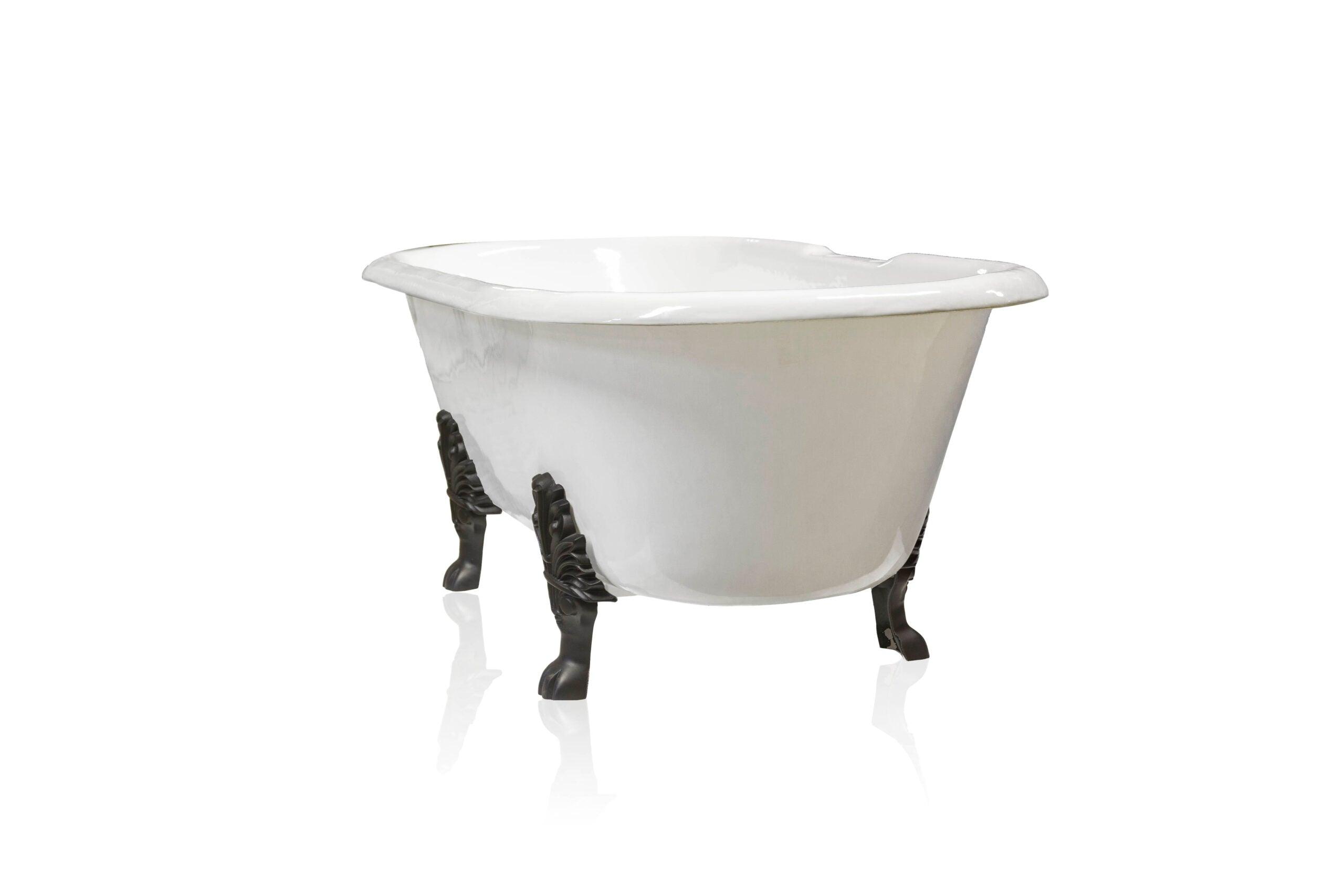 WatermarkFixtures Color Block Double 72″ Glossy White & Matte Black Antique Inspired Cast Iron Concordia Clawfoot Bathtub - Bathroom Design Center