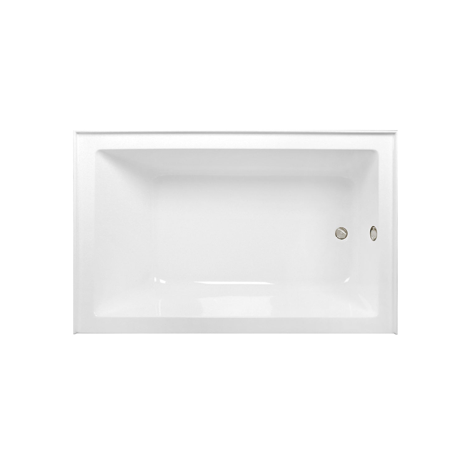 Aqua Eden CVTAP603622R6 60" Acrylic Rectangular 3-Wall Alcove Tub Combo with Waste and Overflow Drain (Right Hand Drain), Glossy White/Polished Nickel