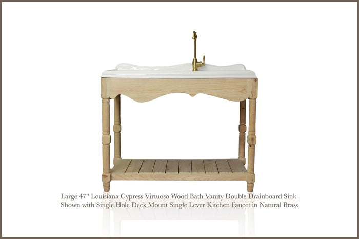 WatermarkFixtures Virtuoso 47″ Louisiana Cypress Wood Bath Vanity Double Drainboard Sink