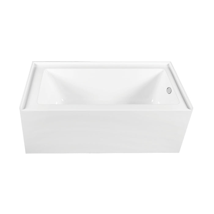 Aqua Eden CVTDE603122R1 60" Acrylic Rectangular 3-Wall Alcove Tub Combo with Waste and Overflow Drain (Right Hand Drain), Glossy White/Polished Chrome