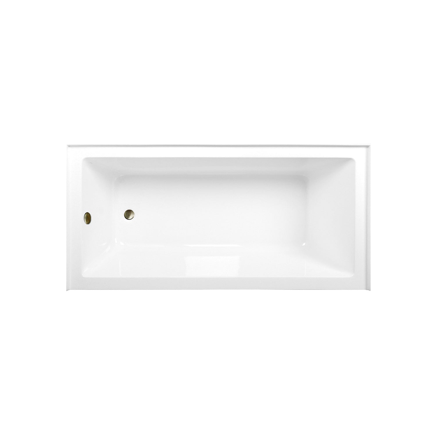 Aqua Eden CVTAP663222L3 66" Acrylic Rectangular 3-Wall Alcove Tub Combo with Waste and Overflow Drain (Left Hand Drain), Glossy White/Antique Brass