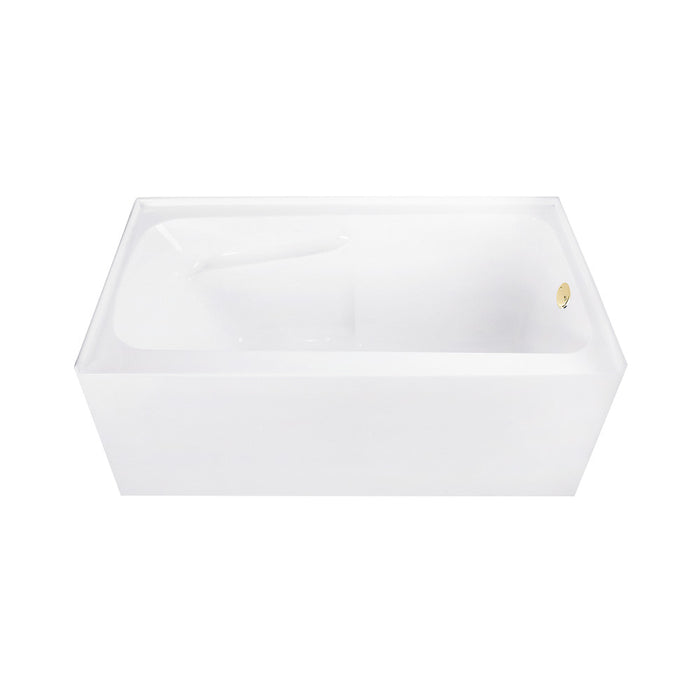 Aqua Eden CVTAP543023R2 54" Acrylic Rectangular 3-Wall Alcove Tub Combo with Armrests, Right Drain, Glossy White/Polished Brass