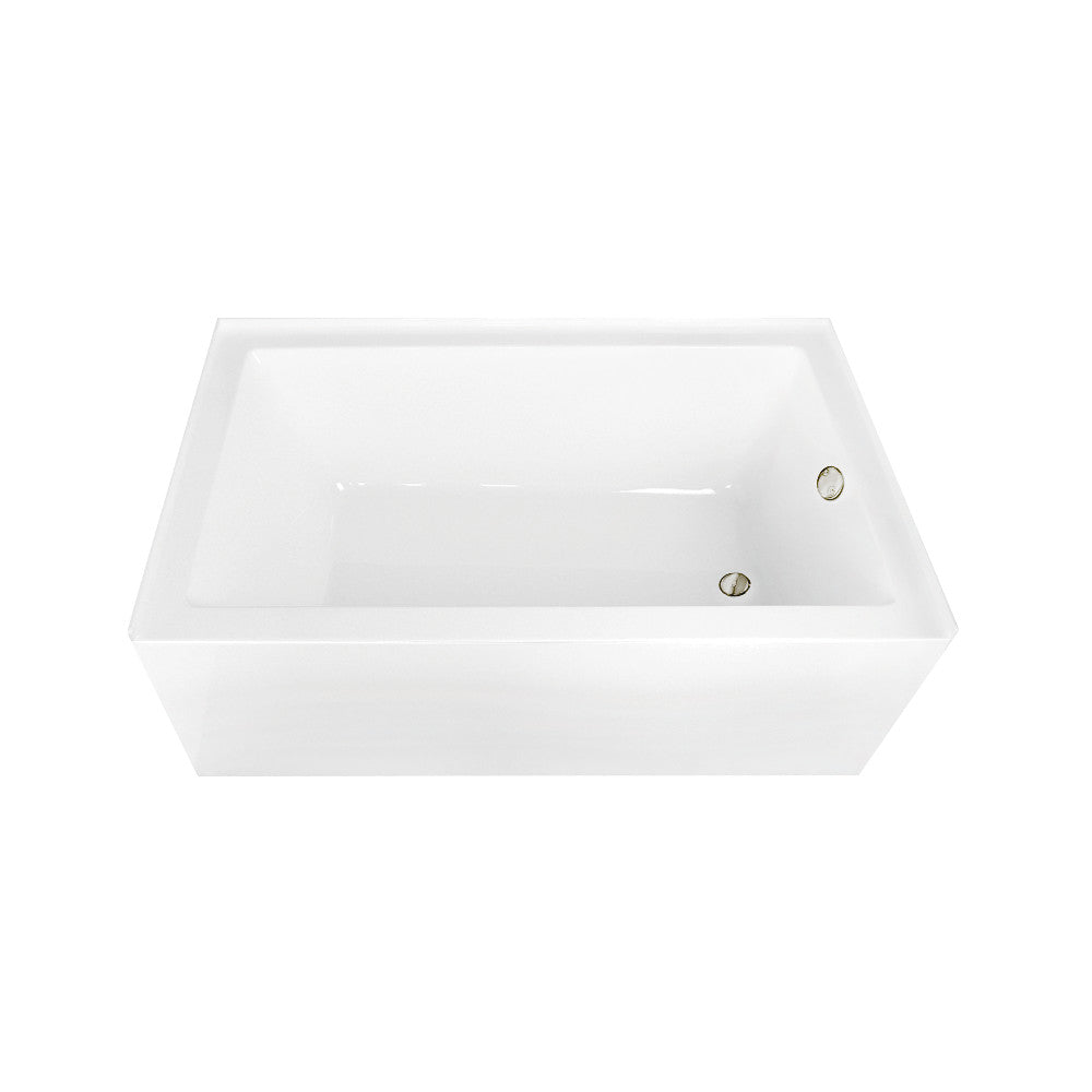 Aqua Eden CVTAP603622R6 60" Acrylic Rectangular 3-Wall Alcove Tub Combo with Waste and Overflow Drain (Right Hand Drain), Glossy White/Polished Nickel