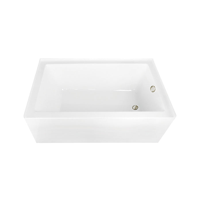 Aqua Eden CVTAP603622R6 60" Acrylic Rectangular 3-Wall Alcove Tub Combo with Waste and Overflow Drain (Right Hand Drain), Glossy White/Polished Nickel