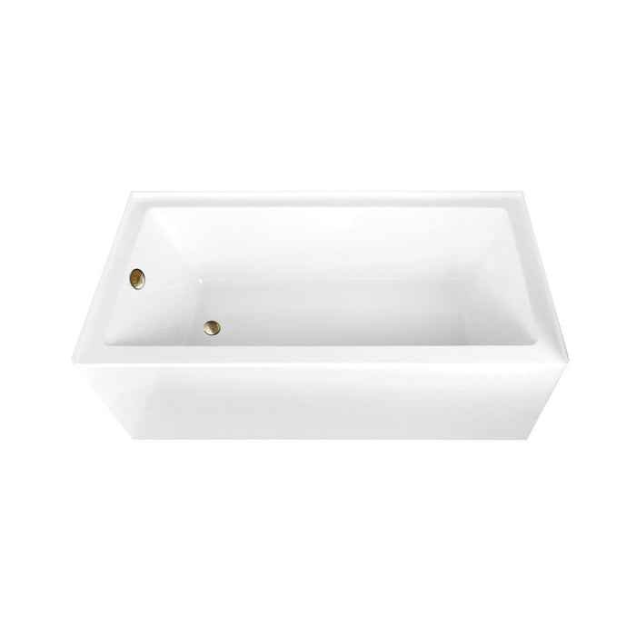 Aqua Eden CVTAP663222L3 66" Acrylic Rectangular 3-Wall Alcove Tub Combo with Waste and Overflow Drain (Left Hand Drain), Glossy White/Antique Brass