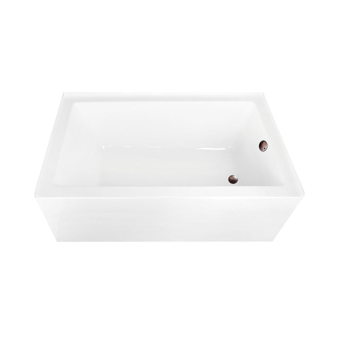 Aqua Eden CVTAP603622R5 60" Acrylic Rectangular 3-Wall Alcove Tub Combo with Right Drain, Glossy White/Oil Rubbed Bronze