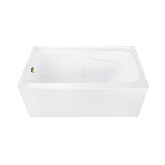 Aqua Eden CVTAP543023L3 54" Acrylic Rectangular 3-Wall Alcove Tub Combo with Armrests, Left Drain, Glossy White/Antique Brass
