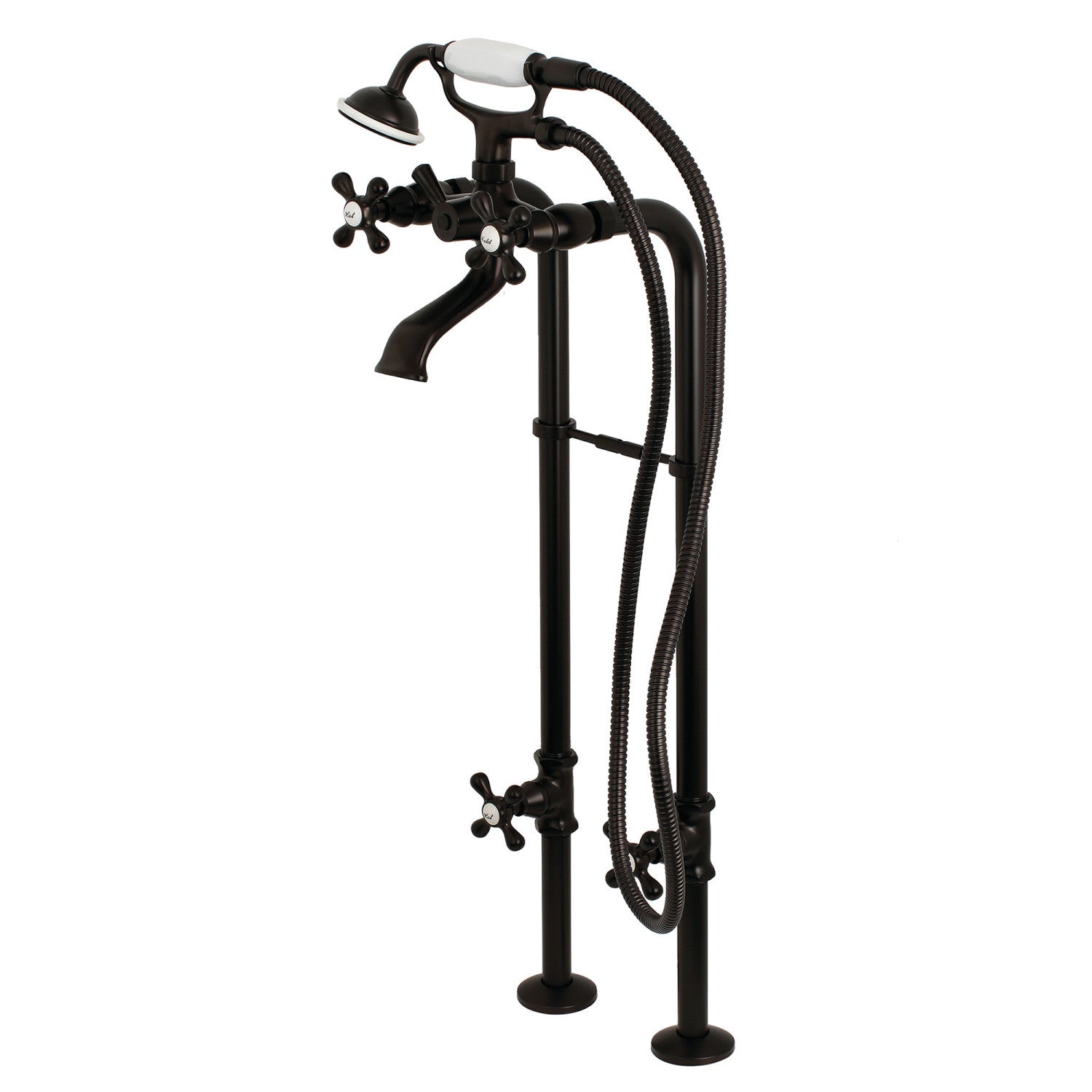 Kingston Brass KRTSS5130266K5 51" Solid Surface Oval Single Slipper Freestanding Tub with Faucet Combo and Drain, Oil Rubbed Bronze