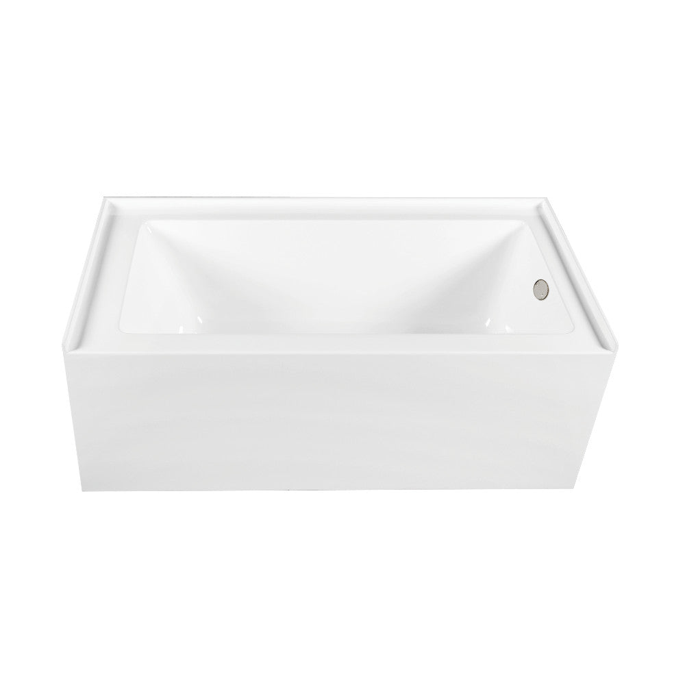 Aqua Eden CVTDE603122R6 60" Acrylic Rectangular 3-Wall Alcove Tub Combo with Waste and Overflow Drain (Right Hand Drain), Glossy White/Polished Nickel
