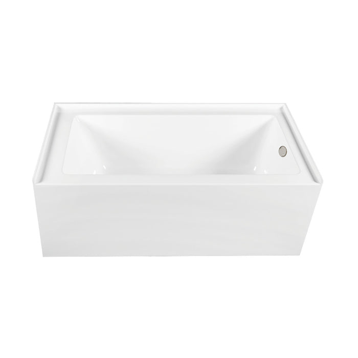Aqua Eden CVTDE603122R6 60" Acrylic Rectangular 3-Wall Alcove Tub Combo with Waste and Overflow Drain (Right Hand Drain), Glossy White/Polished Nickel