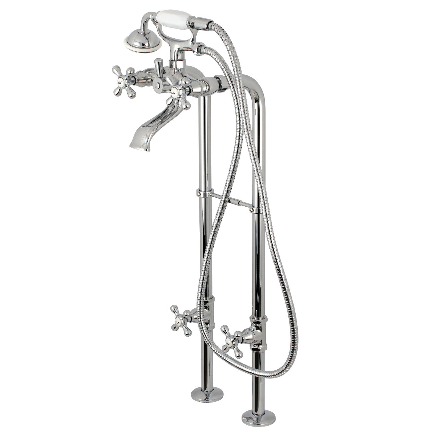Kingston Brass KRTSS5130266K1 51" Solid Surface Oval Single Slipper Freestanding Tub with Faucet Combo and Drain, Polished Chrome