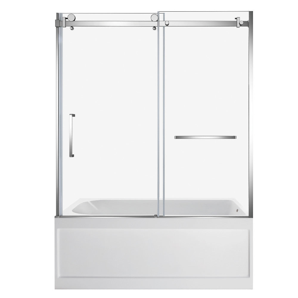 Kingston Brass KVTAP6032R21A1 60" Acrylic Rectangular 3-Wall Anti-Skid Alcove Tub Combo with Tub Door (Right Hand Drain), White/Polished Chrome