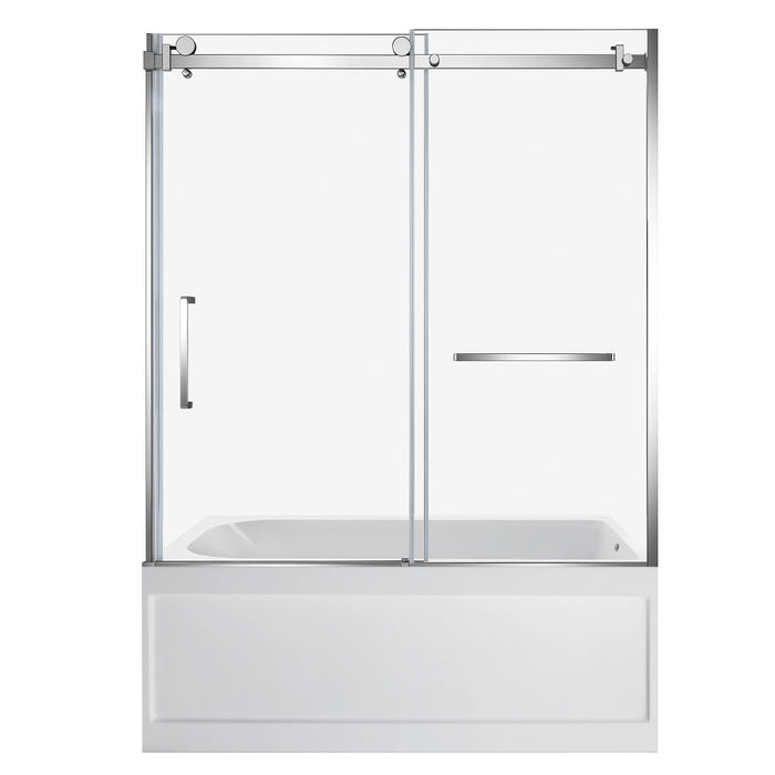 Kingston Brass KVTAP6032R21A1 60" Acrylic Rectangular 3-Wall Anti-Skid Alcove Tub Combo with Tub Door (Right Hand Drain), White/Polished Chrome