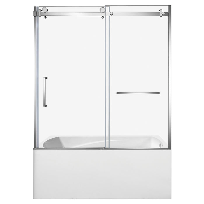 Kingston Brass KVTAM6032R211 60" Acrylic Rectangular 3-Wall Alcove Tub Combo with Tub Door (Right Hand Drain), White/Polished Chrome
