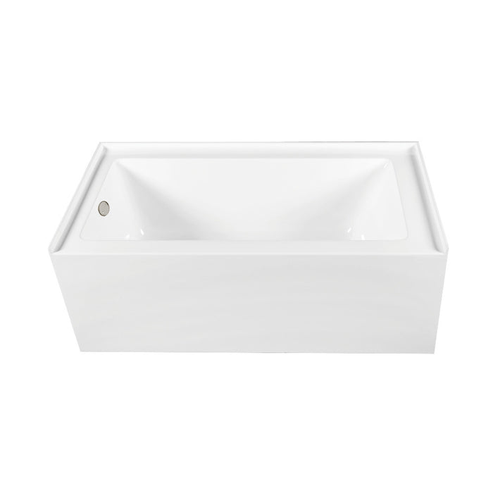 Aqua Eden CVTDE603122L6 60" Acrylic Rectangular 3-Wall Alcove Tub Combo with Waste and Overflow Drain (Left Hand Drain), Glossy White/Polished Nickel