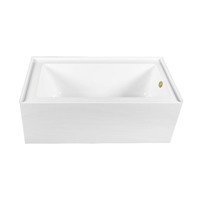 Aqua Eden CVTDE603122R2 60" Acrylic Rectangular 3-Wall Alcove Tub Combo with Waste and Overflow Drain (Right Hand Drain), Glossy White/Polished Brass