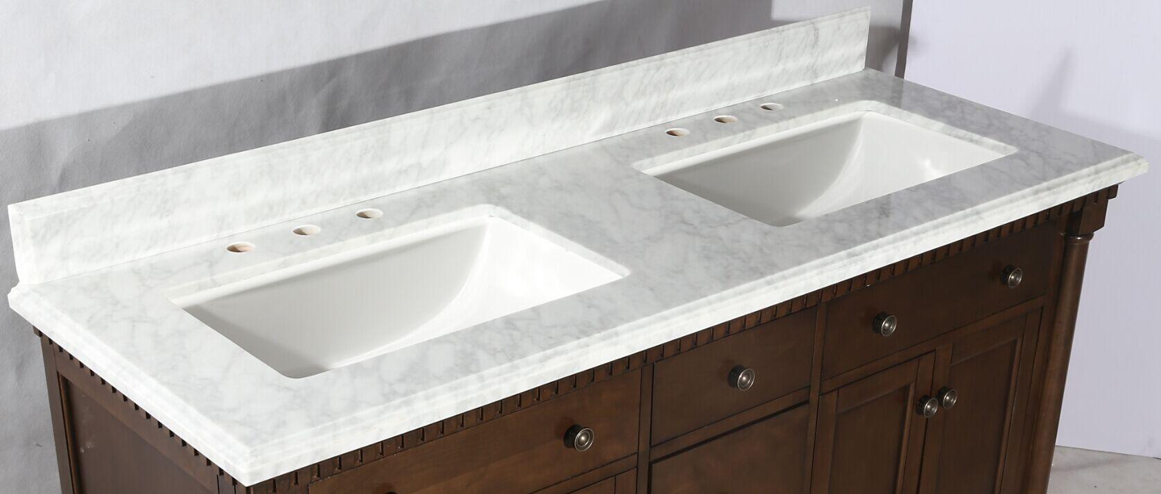 Legion Furniture Antique Coffee Sink Vanity With Carrara White Top And Matching Backsplash - Bathroom Design Center