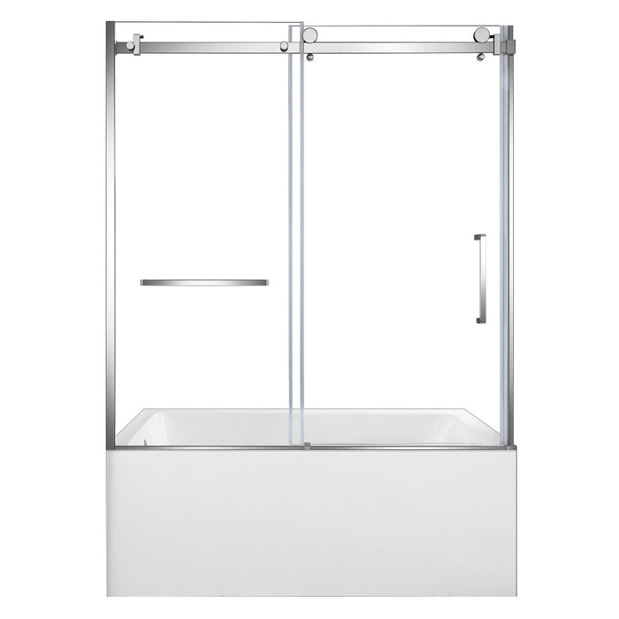 Kingston Brass KVTAP6031L22T1 60" Acrylic Rectangular 3-Wall Anti-Skid Alcove Tub Combo with Tub Door (Left Hand Drain), White/Polished Chrome