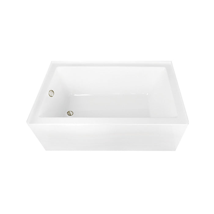 Aqua Eden CVTAP603622L6 60" Acrylic Rectangular 3-Wall Alcove Tub Combo with Waste and Overflow Drain (Left Hand Drain), Glossy White/Polished Nickel