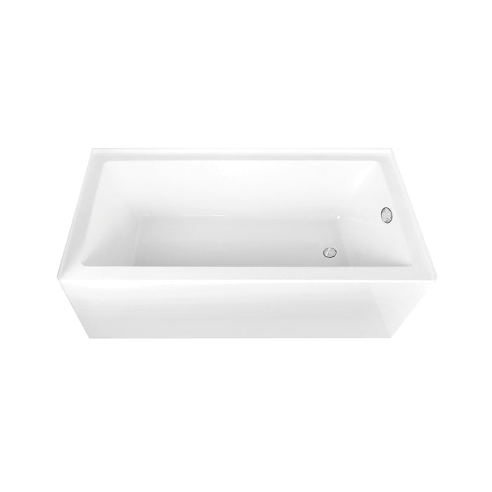 Aqua Eden CVTAP663222R1 66" Acrylic Rectangular 3-Wall Alcove Tub Combo with Waste and Overflow Drain (Right Hand Drain), Glossy White/Polished Chrome